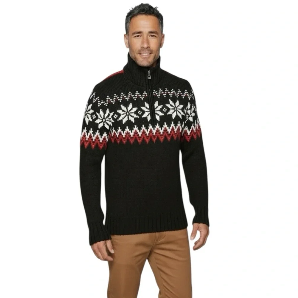 Dale of Norway Myking Nordic Merino Wool Black Chunky Knit Men’s Sweater L NEW - Picture 1 of 16